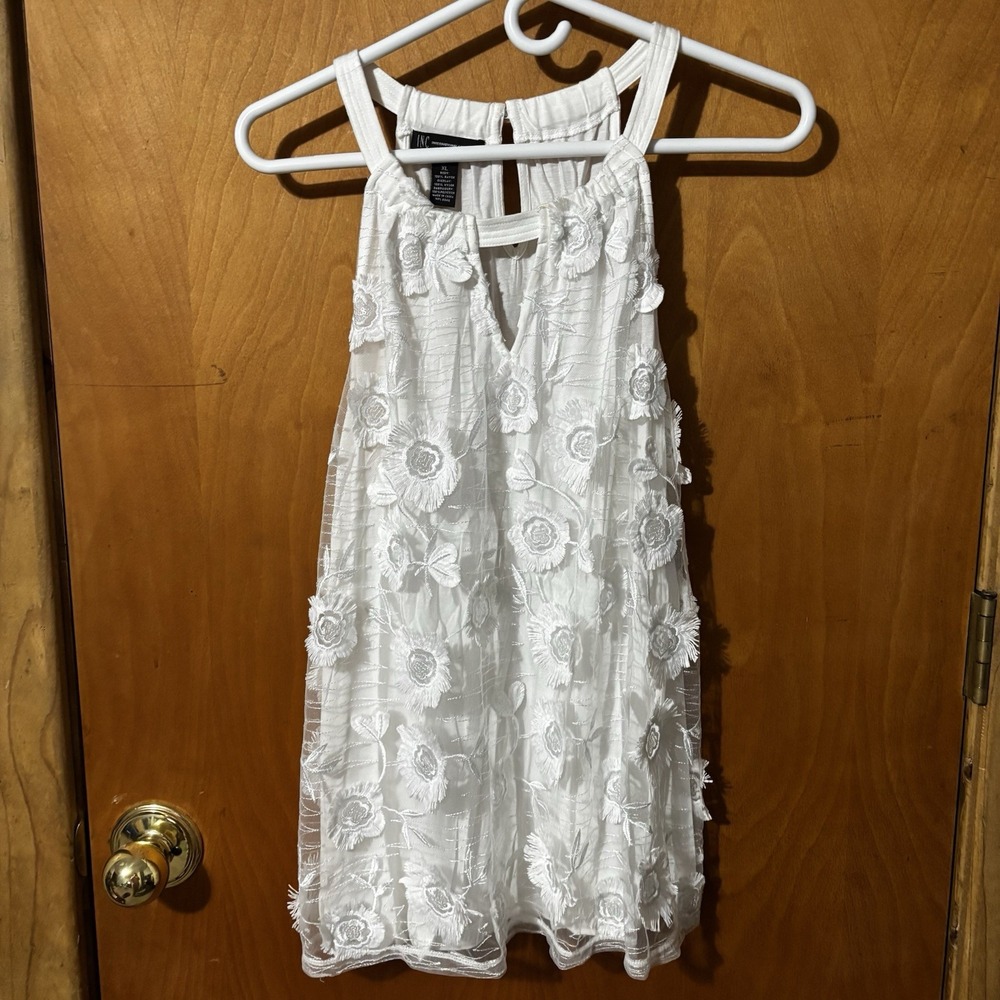 INC International Concepts White Mesh Flower Tank Women Sz XL